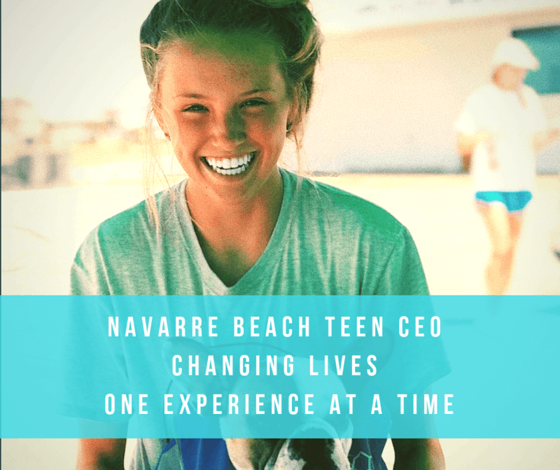 Navarre Beach Florida Teen CEO of Paddleboard Kayak and Bike Rental Company Sage Offutt Smiles with French Bulldog